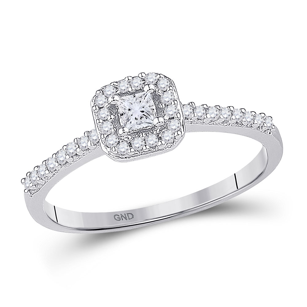 10K White Gold Princess Diamond Solitaire Bridal Wedding Engagement Ring 1/4