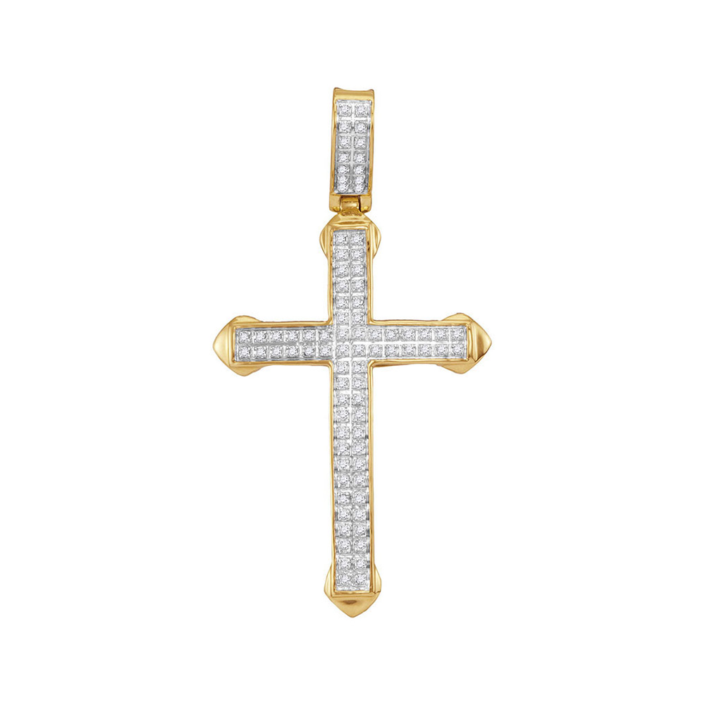 10k Yellow Gold Mens Round Diamond Cross Charm Pendant 1/4 Cttw | eBay