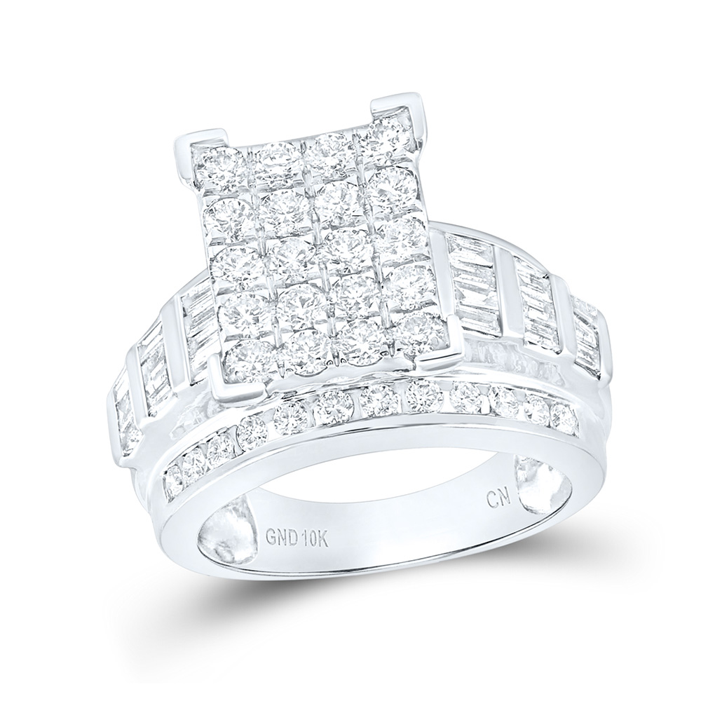 10kt White Gold Round Diamond Cluster Bridal Wedding Engagement Ring 2 Cttw