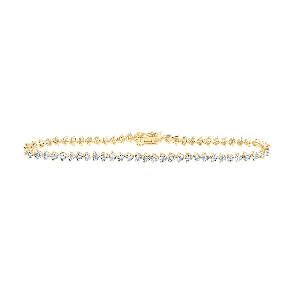 10kt Yellow Gold Womens Round Diamond 8-inch Heart Bracelet 1 Cttw