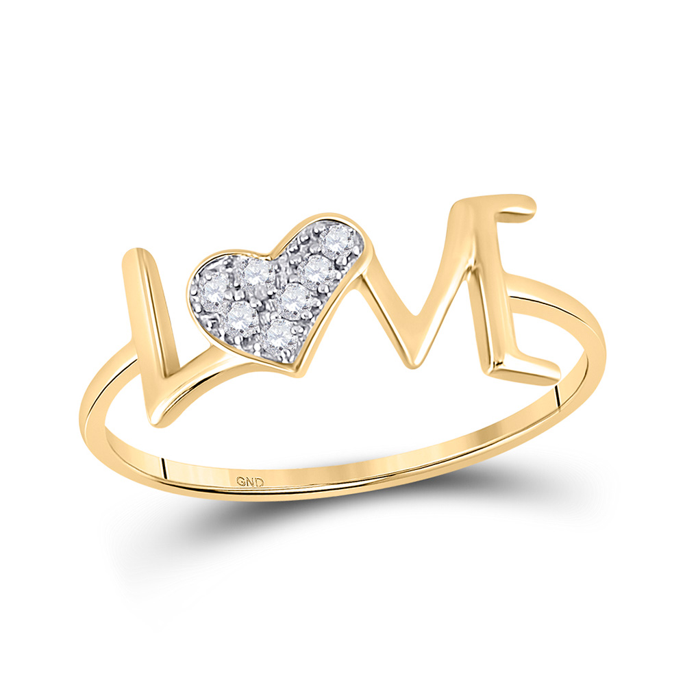 Dazzlingrock Collection 10k Yellow Gold Infinity Twist Heart Ring With Round Diamonds - 1/10 Ct. Total Weight - View #7