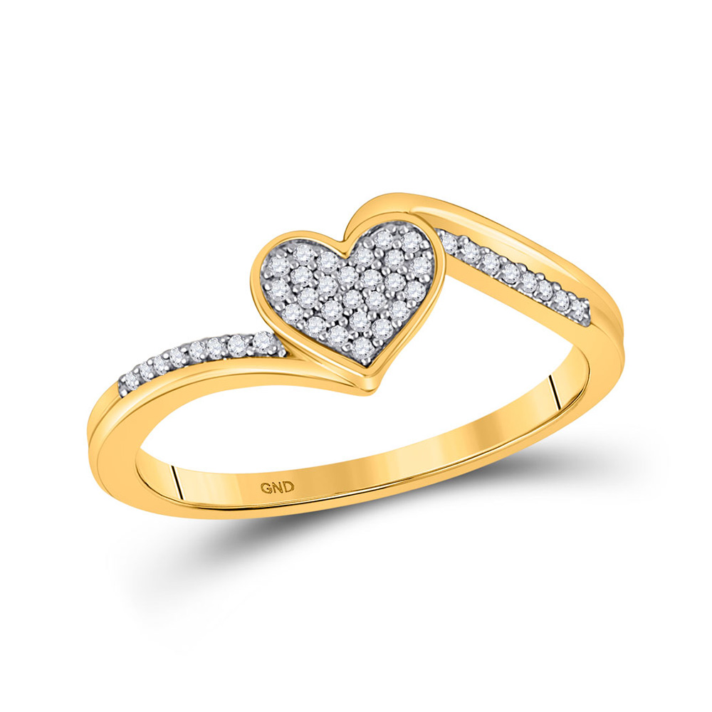 10kt Yellow Gold Womens Round Diamond Heart Ring 1/10 Cttw | eBay